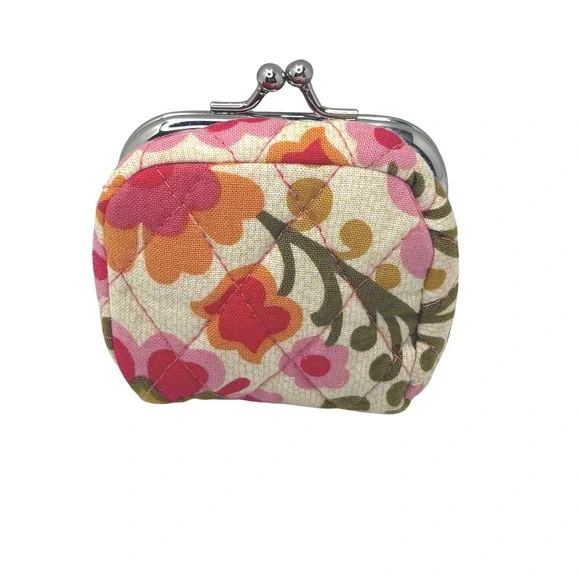 Vera Bradley Folkloric Floral Quilted Change Coin Kiss Lock Purse - Picture 5 of 7